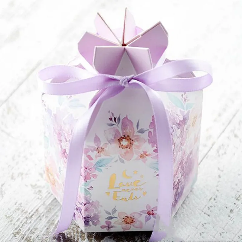 

30pcs DIY European wedding candy box watercolor small fresh candy box purple wedding candy bag packaging paper box