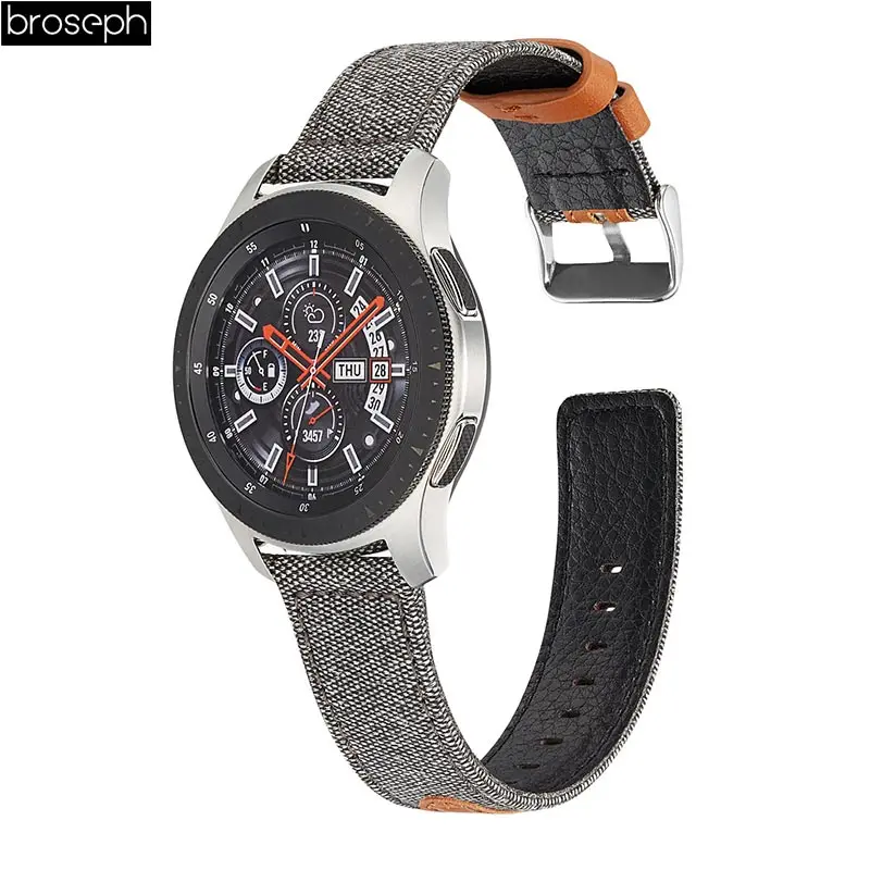 20 мм 22 мм ремешок для часов для samsung gear S2 S3 Холщовый кожаный ремешок для samsung Galaxy Watch 42 мм 46 мм ремешок для часов ремень браслет