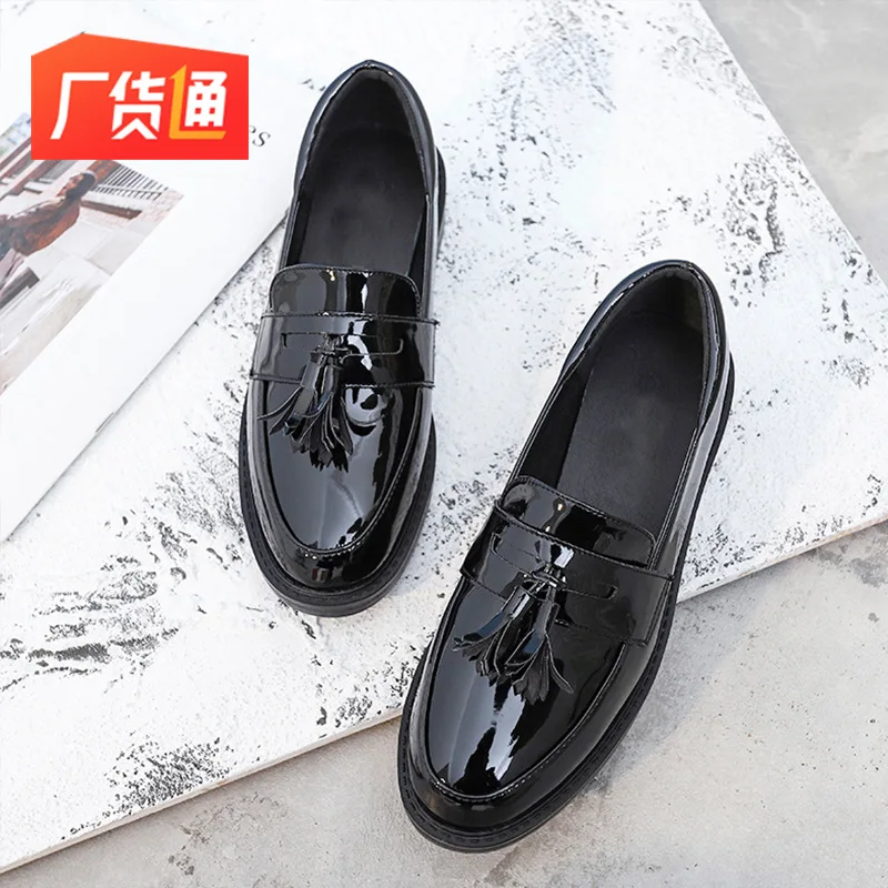 

2019 New Style Autumn British-Style Small Leather Shoes Retro round-Toe Korean-style Low-Cut Flat Tassels Shoes Women's College