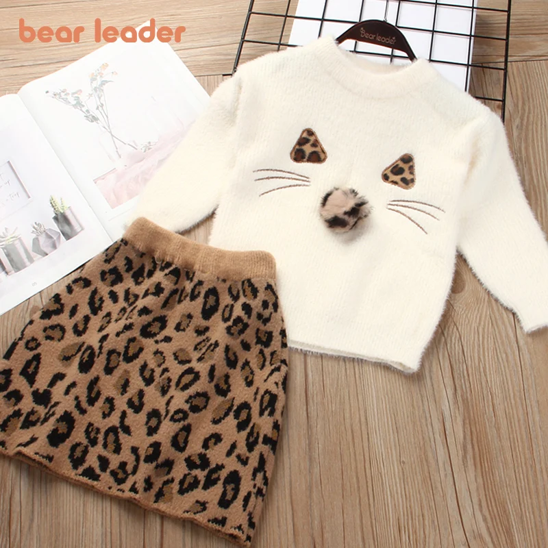 Bear Leader Girls Dress New Brand Princess Cartoon Sweater+ A-Line Dresses Cute Kids Children Clothing 2pcs | Детская одежда и