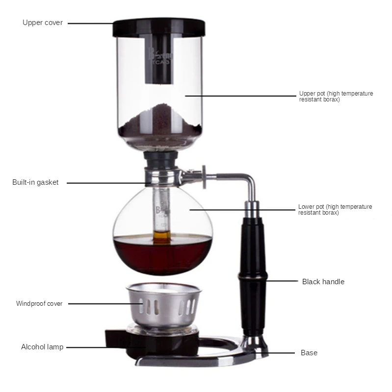 Сифон Кофеварка чайный сифон чайник вакуумная кофеварка стеклянная ручная