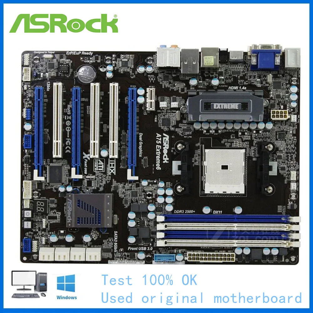 For ASRock A75 Extreme 6 Computer USB3.0 SATA III Motherboard FM1 APU