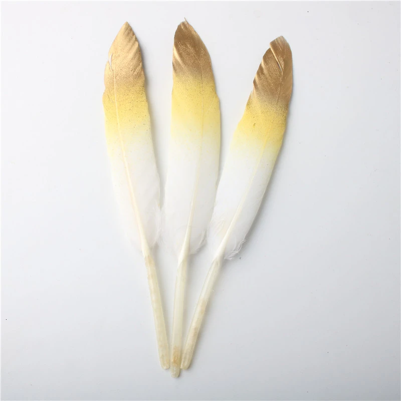 Wholesale 20Pcs/Lot Black Gold Goose Feathers 10-15cm/4-6inches DIY Feathers For Crafts Jewelry Wedding Accessories Plume