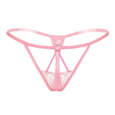 Pink Женские кружевные прозрачные стринги сексуальное нижнее белье - Цвет: Pink