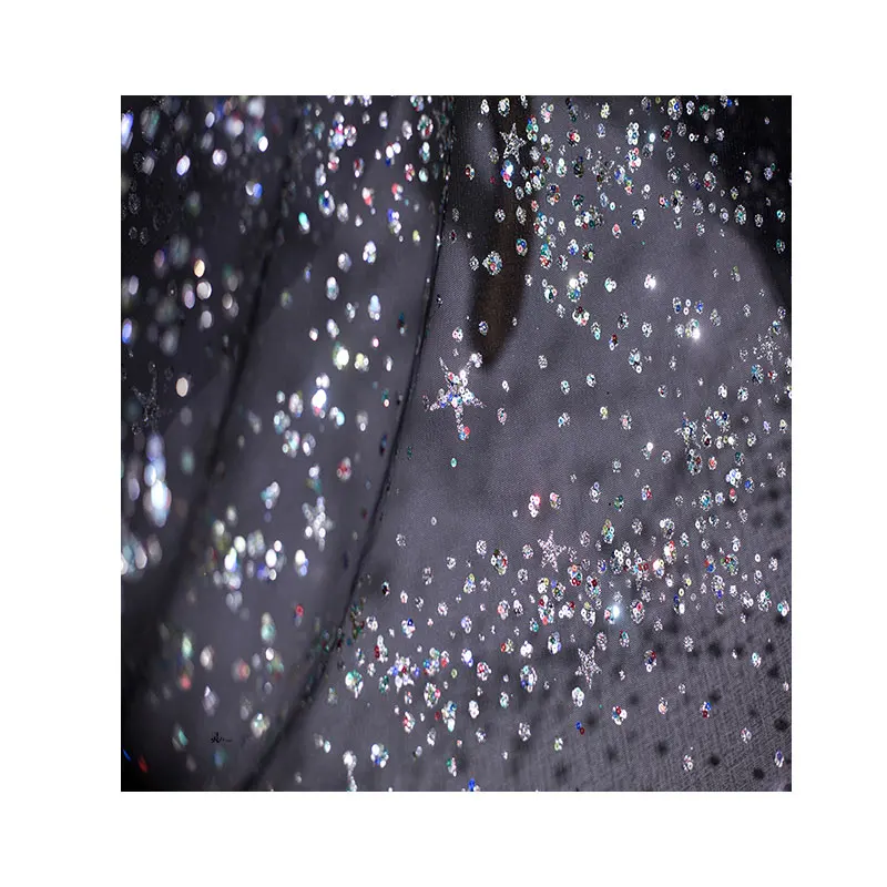 GLace 1Y/Лот Черный Блестки Бронзовые звезды сетка блестящая ткань фон платье ткань аксессуары DIY Материал TX1330