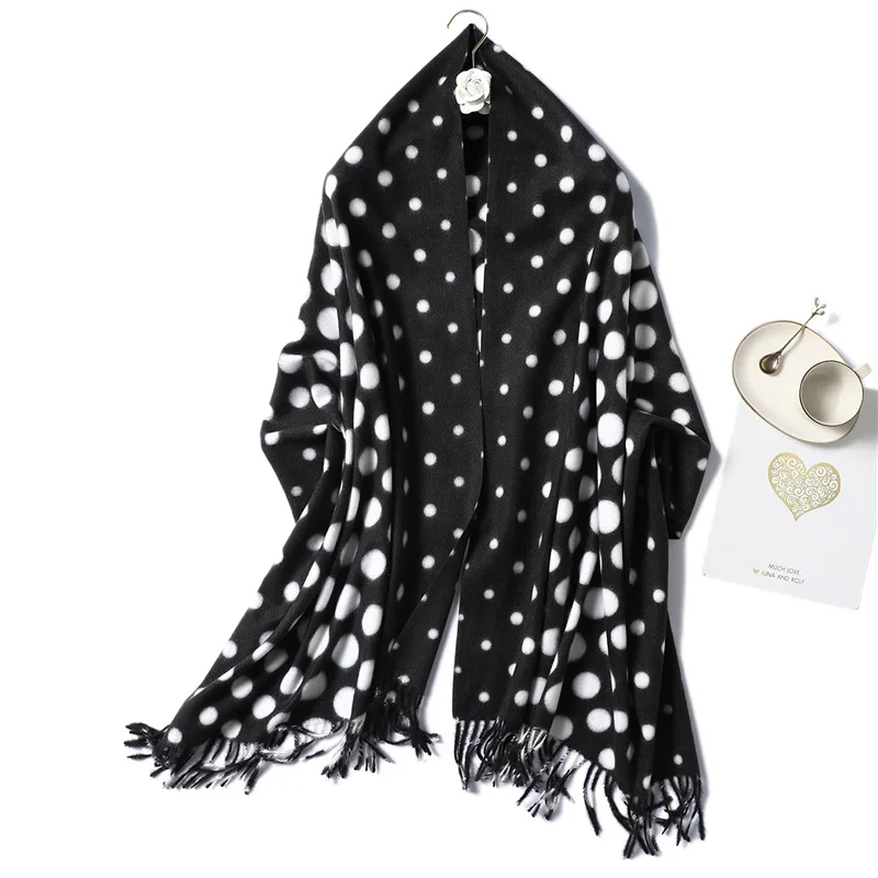 6 fashion dot print cashmere women scarf winter warm shawls and wraps ladies wool pashmina female foulard thick blanket scarf - Color: 6