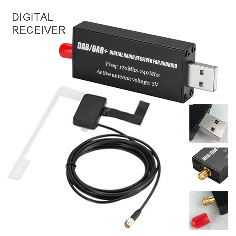 Универсальный автомобильный DAB+ цифровой радио приемник тюнер USB Интерфейс адаптер с активной антенной для Android цифровой аудио вещания