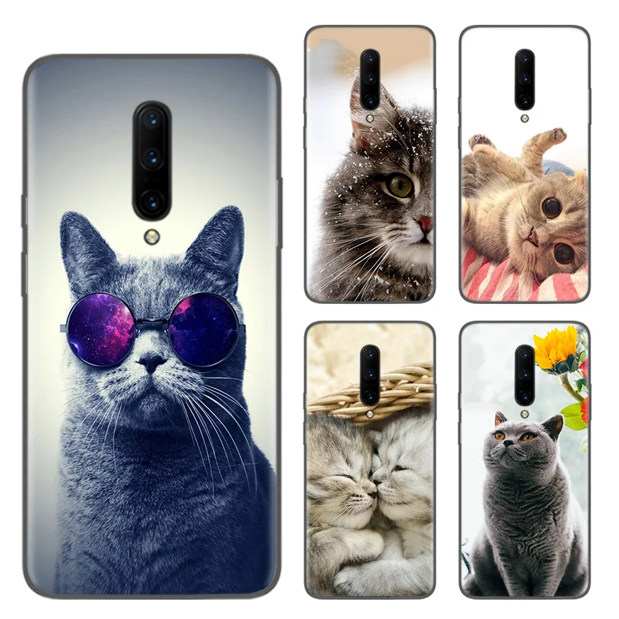 Черный чехол с милыми котами и собаками для Oneplus 7Pro 1+ 7 Pro 6 6T 5 5T 3T художественный подарок узорчатый мягкий чехол для телефона