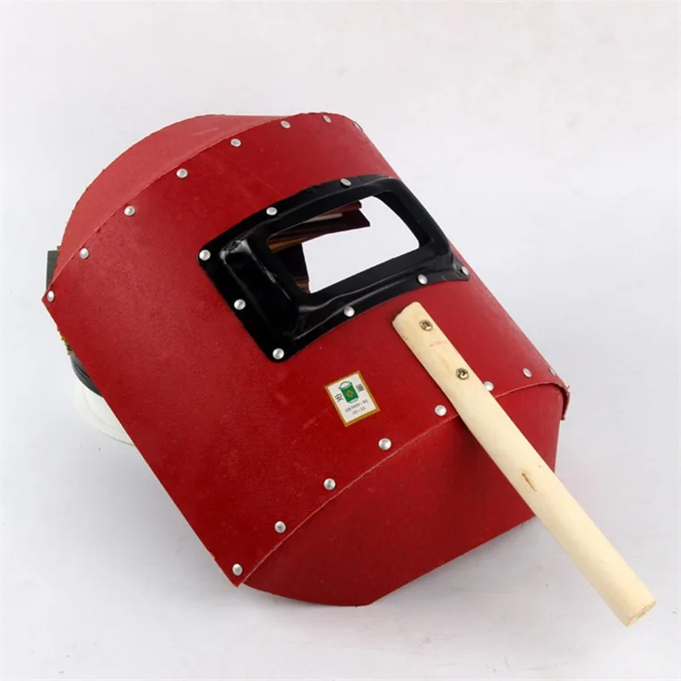 

Hand-held Wood Handle Labor Protection Red High Temperature Cutting Welding Splash-proof Surface Shield Welding Mask