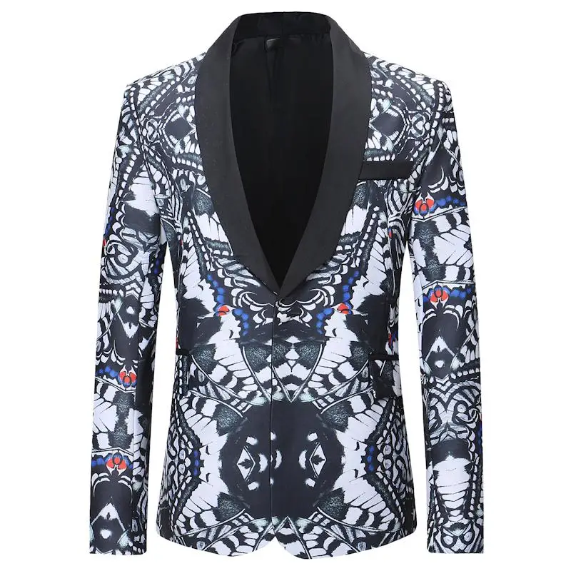 Marca nueva marea hombres moda impresin Блейзер diseo MS tamao cadera caliente casual masculino Delgado Fit chaqueta