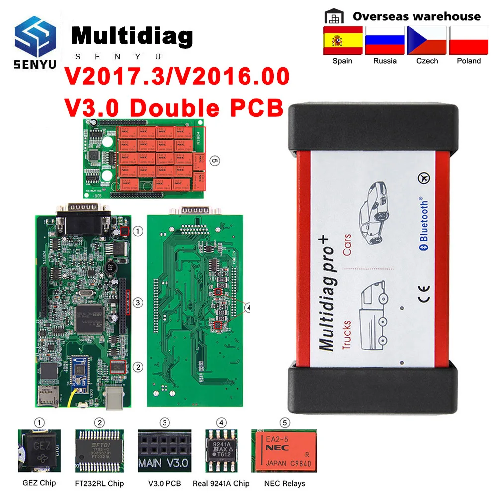 Multidiag Pro V2017.3 старый чехол 2016 00 OBD2 Bluetooth сканер OBD 2 автомобильный диагностический