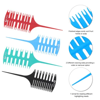 

4Pcs/Set Hair Highlight Sectioning Comb for Hair Coloring Highlighting Weaving Sectioning 3-Way Hair Dye Styling Tool For Salon