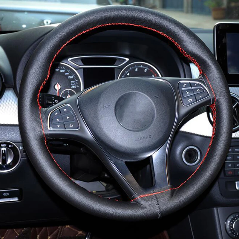 

Car Steering Wheel Cover 38cm With Needles And Thread For Mazda 3 6 5 2 CX-5 323 626 MX-5 Miata Car Styling