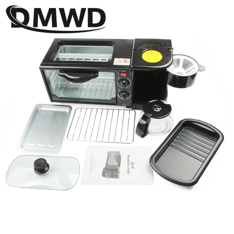 110V/220V 3-in-1 Breakfast Machine Drip American Coffee Maker Cooker Teppanyaki Bread Pizza Oven Egg Omelette Frying Pan Toaster 6