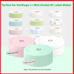 FOR 1 Roll Adhesive Label Paper for PeriPage L1 Cute Pattern Sticky Tape Thermal Printing Paper Waterproof Oil-proof