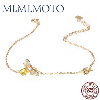 

2020 Cute Bee 925 Sterling Silver Bracelet Woman love Citrine Gemstones Jewelry 14K Gold Plated Designer Jewellery MLMLMOTO