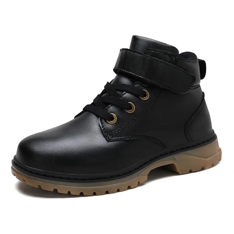 

Autumn Winter Kids Boots for Boys Shoes Fashion Mid-Calf Snow Boots Genuine Leather Plush Warm Waterproof Children Martin Boots