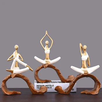 

Luxury Resin White Yoga Girl Decoration Home Decoration Retro Character Figurine Crafts Shop Desktop Display Stand Birthday Gift