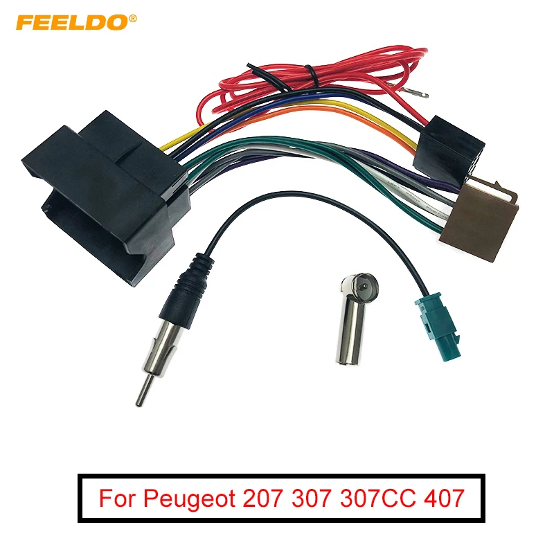 Feeldo áudio estéreo do carro iso cablagem cabo para peugeot 207 307 307cc 407 para citroen c2 c5 rádio antena adaptador de fio