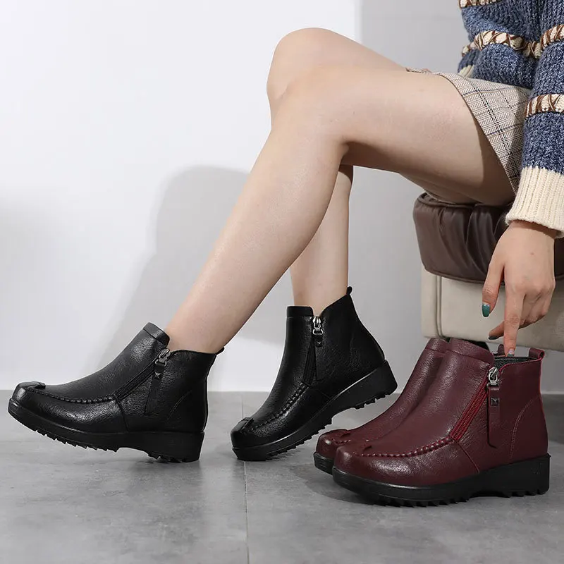 Women Boots 2021 Retro Hot Sale Boot Fashion Non-Slip Ankle Winter Shoes Large Size Women's Ankle Boots Zapatos De Mujer