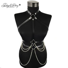 DAVYDAISY Для женщин пикантная обувь в стиле панк; кожаные топы рейв для ночного клуба майки ремень бандаж, портупея укороченный Топ сексуальное нижнее белье, костюмы, TA517