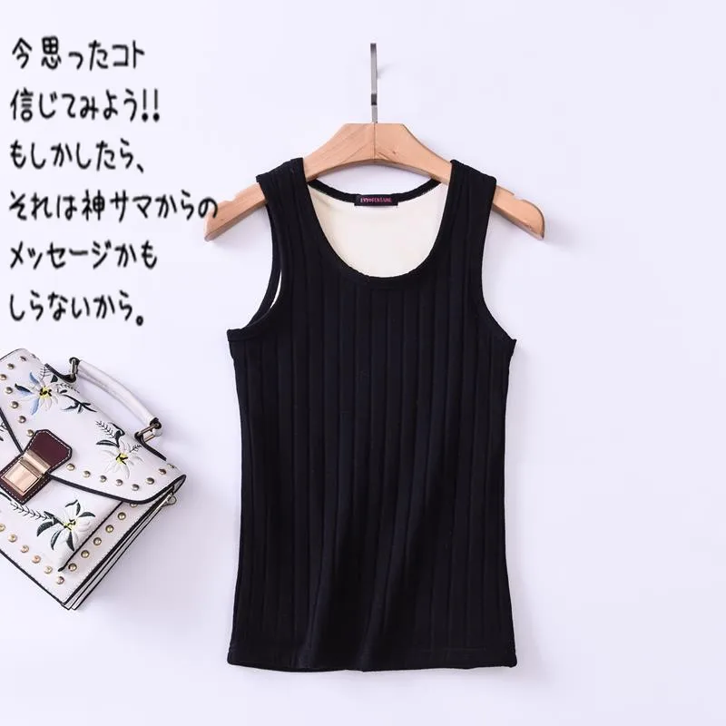 Women Winter Thermal Underwear Warm Thick Tank Top Velvet  Female Casual Slimming Basic Vest
