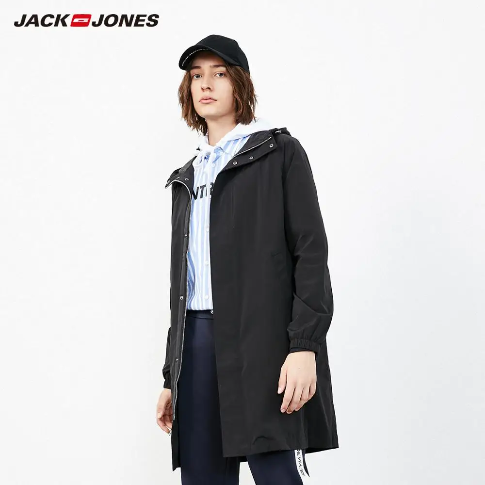 Мужской водонепроницаемый Тренч JackJones однотонный Мужская одежда 219121506|Плащи и