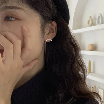 

Geometry Line Design Style Earrings Female Fashion South Korea Elegant Online Celebrity French Fashion Non-symmetrical