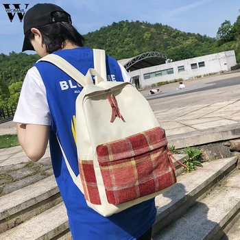 

2019 New Fashion Women's Portable Backpack High Quality Casual Wild Plaid Printing Backpack Travel Bags Girls Bowknot Backpack