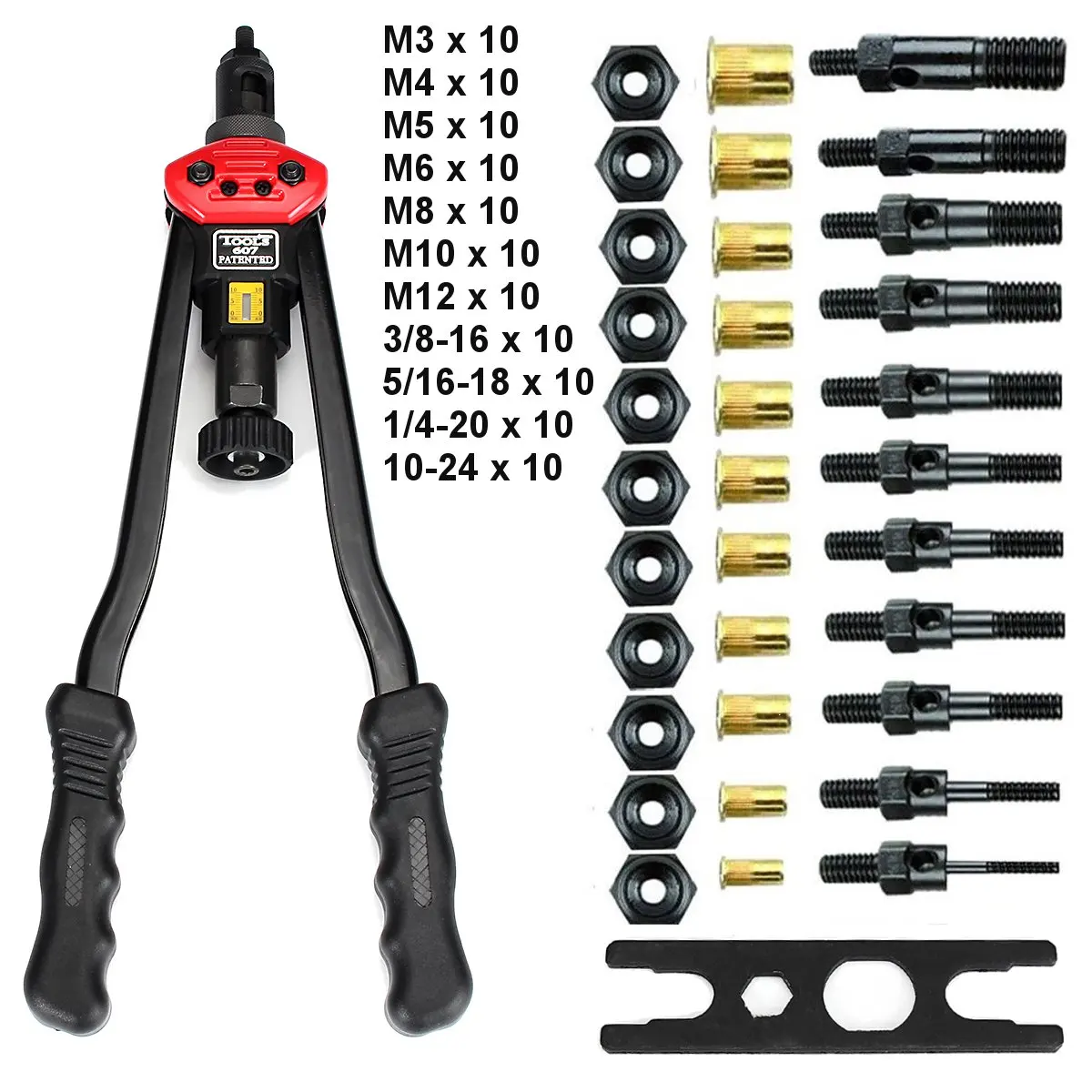 US $47.14 Hand Threaded Rivet Nuts Guns with nuts Double Insert Manual Riveter Riveting Rivnut Tools Set for M3M4M5M6M8M10M12 Nut