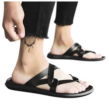 Мужские летние сандалии в римском стиле; удобные шлепанцы на плоской подошве; Мужская обувь в винтажном стиле; Zapatos De Hombre; Уличная обувь; мужская кожаная обувь