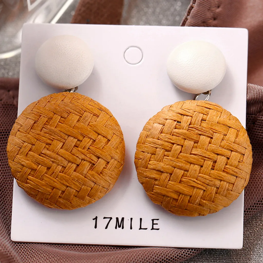 

Jyb Bohemian Style Wood Bamboo Rattan Geometric Round Earrings Ladies Jewelry Hoop Earrings Valentines Day Gift Z0114