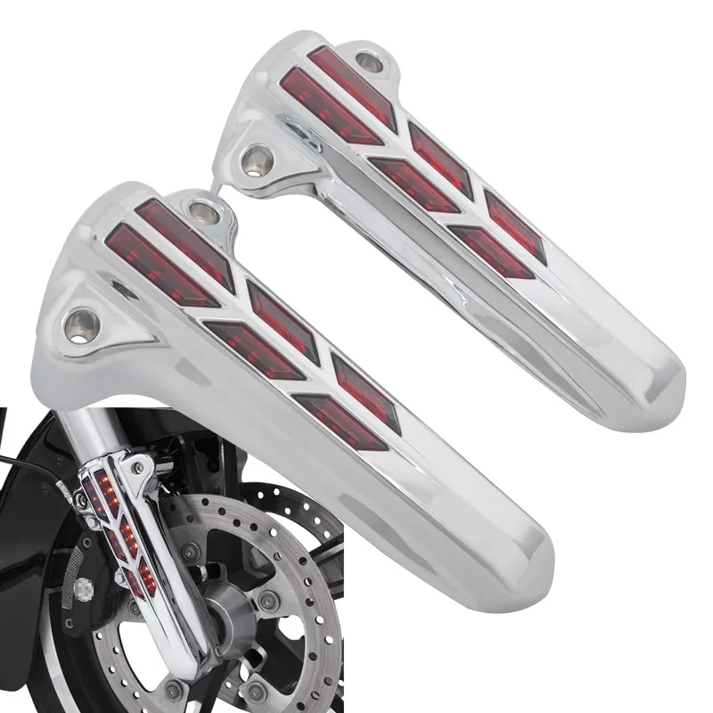  Motorcycle Front Lower Fork Leg Slider Cover LED Light For Harley 2014-2019 Road Street Electra Gli - 4000266573110
