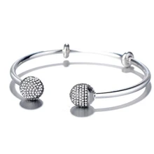 BBee 925 Серебряный сверкающий открытый набор браслет из бусин DIY бисер Подходит для оригинального браслета Pandora очаровательные женские ювелирные изделия браслет в стиле бохо