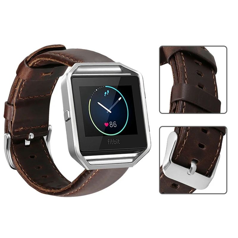 Ремешок из натуральной кожи для часов Fitbit Blaze, сменные Ремешки для наручных часов, браслет с стальной пряжкой