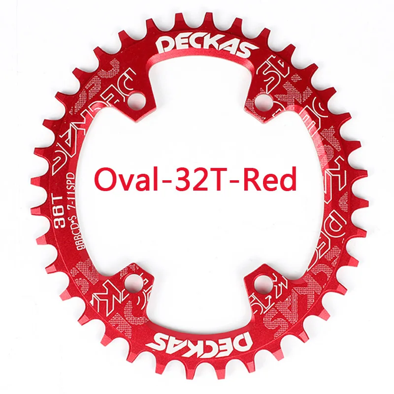 Oval-32T-Red DECKAS 32 T-38 T 104bcd MTB велосипедная цепь узкий широкий Овальный шатун Болты для велосипеда - Цвет: Oval-32T-Red