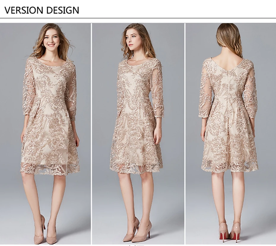 Новое поступление, осенне-зимнее женское платье размера плюс, цвета шампанского, женское повседневное кружевное ТРАПЕЦИЕВИДНОЕ полиэфирное платье для женщин 14146
