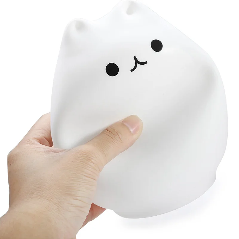 Cat USB LED Children Animal Night Light Silicone Soft Cartoon Baby Nursery Lamp Breathing 3 Colors | Лампы и освещение
