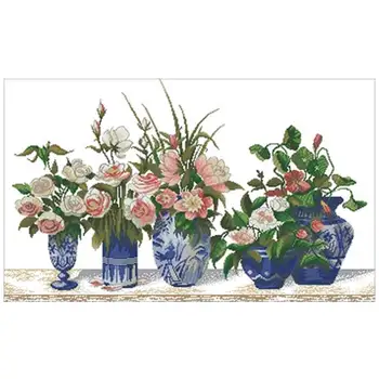

Blue and white porcelain vase Counted Cross Stitch 11CT 14CT 18CT DIY Cross Stitch Kits Embroidery Needlework Sets home decor