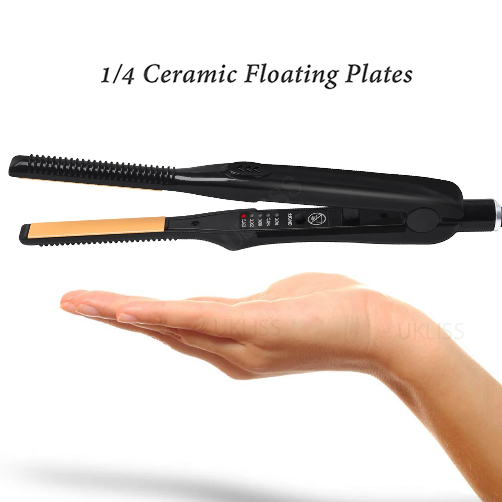 Plancha de pelo 2 en ultrafina, rizador de alisador de cerámica profesional, cepillo alisador de hierro plano, peine rizador para pelo corto, alisador de barba para mujeres y hombres -