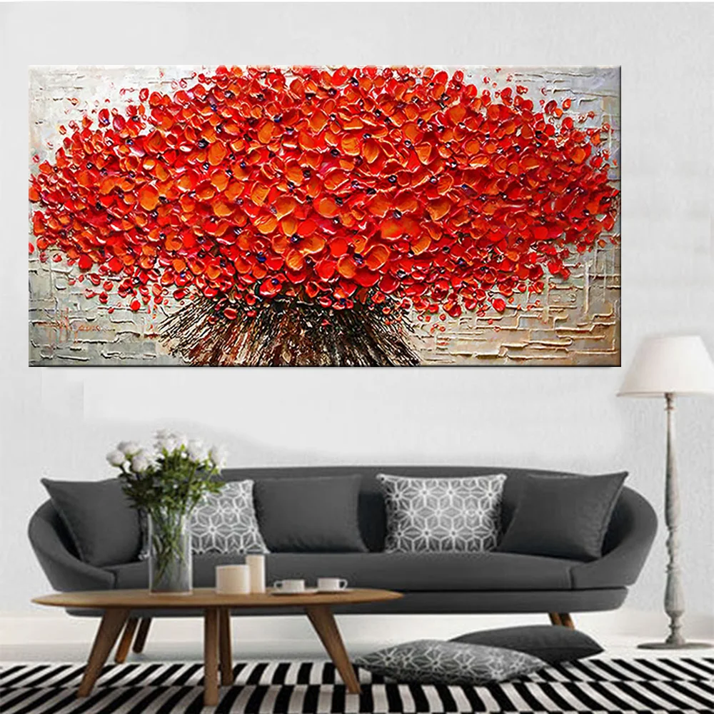 Red Tree Oil painting Canvas Paintings Wall Art Prints Poster Living