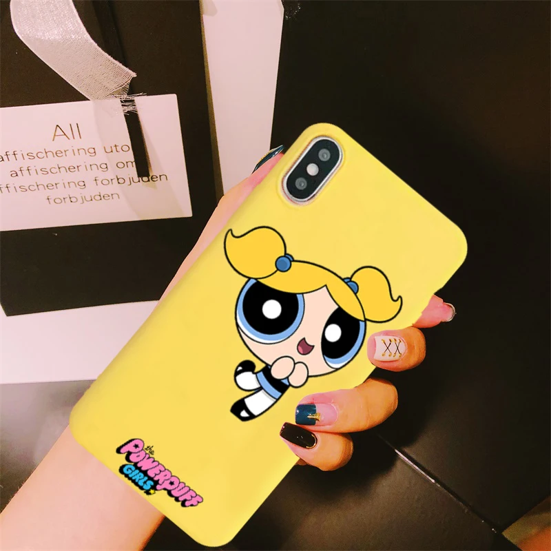 Милый чехол для телефона JAMULAR Powerpuff Girls для iPhone 7, 11 Pro, X, XS, MAX, XR, 8, 6 Plus, мягкая задняя крышка с пузырьками-бабочками карамельного цвета