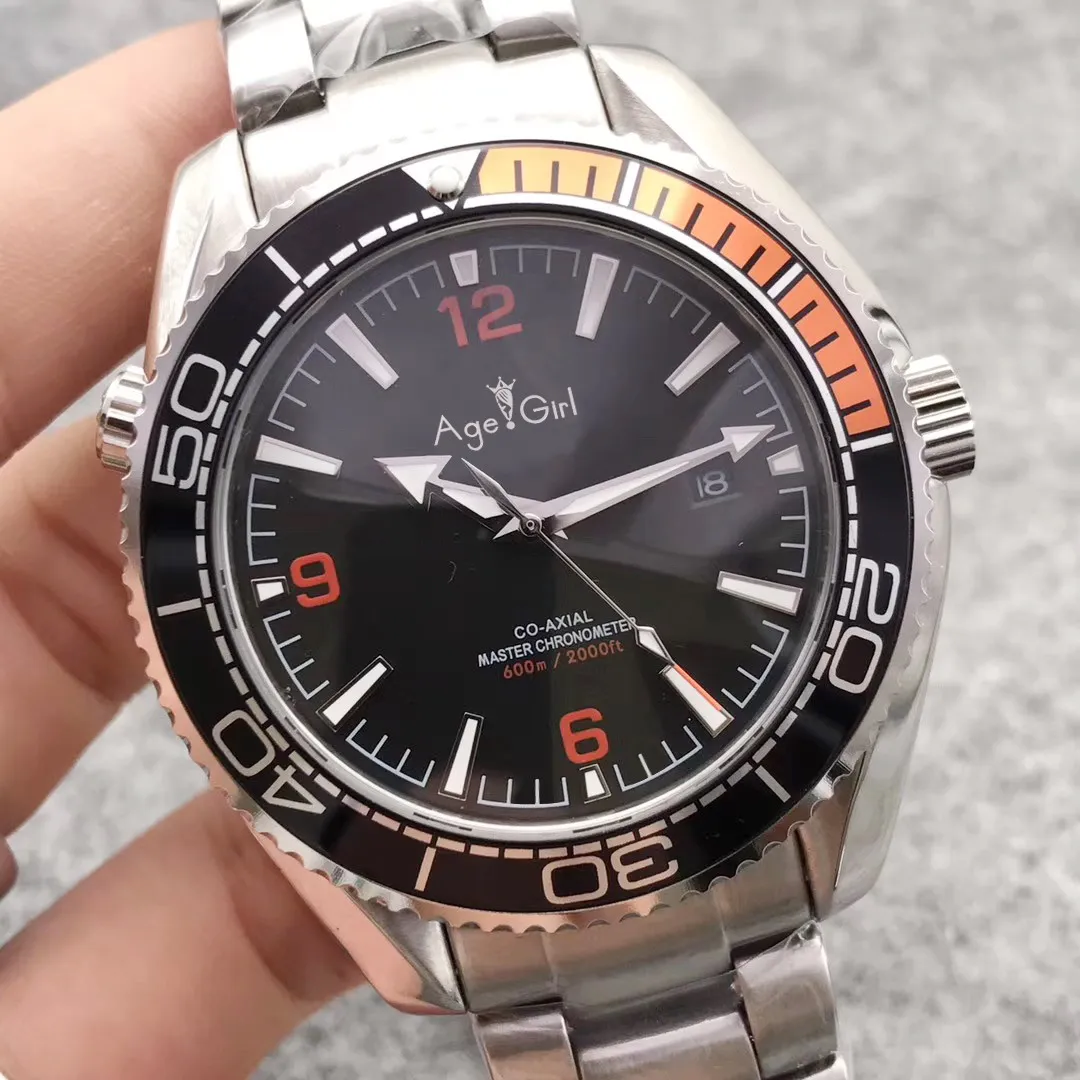 

Luxury Brand New Men Automatic Mechanical Silver Black Orange Ceramic Bezel Stainless Steel James Bond 007 Sapphire Watches AAA+