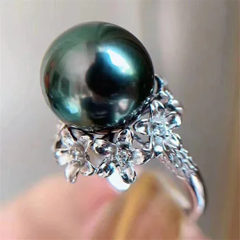 

Trendy style 925 Silver Pearl Ring Finger Ring Adjustable Resizable Ring Findings and Component Jewelry Part Fitting Accessorie