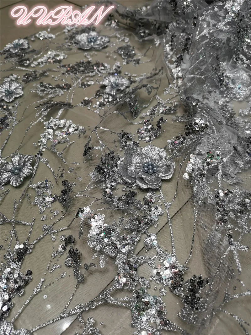 Свадебная ткань кружевная с золотыми блестками и бронзовыми кристаллами, вечерние платья с 3D кружевом, блестящий светильник для выступлений на сцене