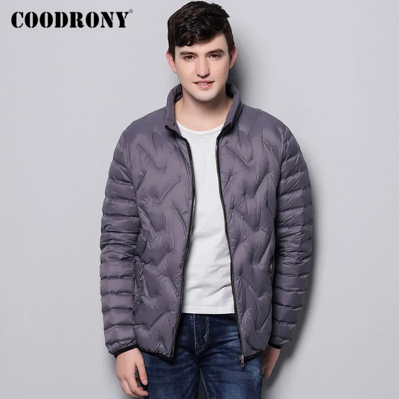 Бренд COODRONY, мужская куртка-пуховик на утином пуху, модное повседневное пальто со стоячим воротником, мужские мягкие теплые зимние куртки на молнии с карманами, одежда 98025