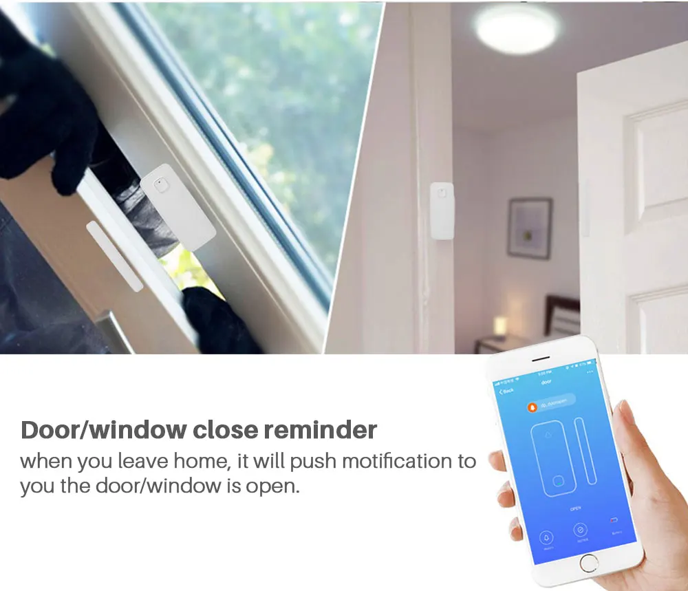 Беспроводной WiFi дверной сигнализатор, датчик окна, детектор, умный дом, безопасность, дверь, магнитный переключатель, система Amazon Alexa, управление приложением