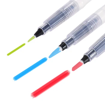 

3pcs Watercolor Brush Pen Kit Set Water Storage Nylon Hair Point Tips for Solid Color Powder Painting Drawing Calligraphy Artist