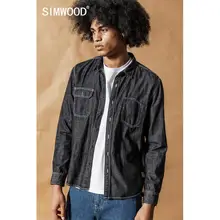 Simwood Jane мужская осень Джинсовый топ нагрудный неправильный карман с длинным рукавом рубашка для мужчин 190375