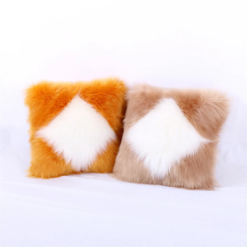 Mitation Wool Plush Cushion Cover Warm Soft Square Sofa Car Nap Throw Pillow Case Home Decor Household Supplies Plush pillowcase